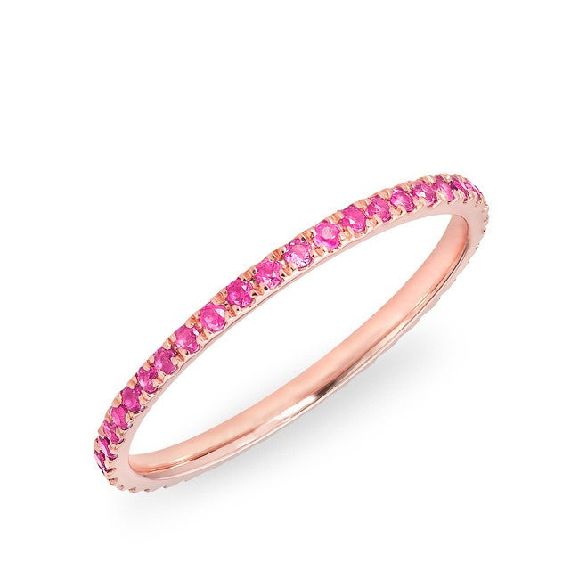 14KT Rose Gold Pink Sapphire Eternity Stacking Ring