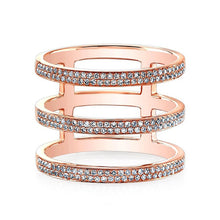 14KT Rose Gold Diamond Triple Bar Ring