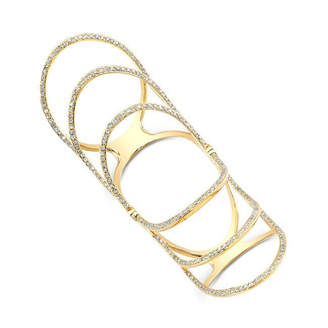 14KT Yellow Gold Diamond Rounded Wing Hinge Ring