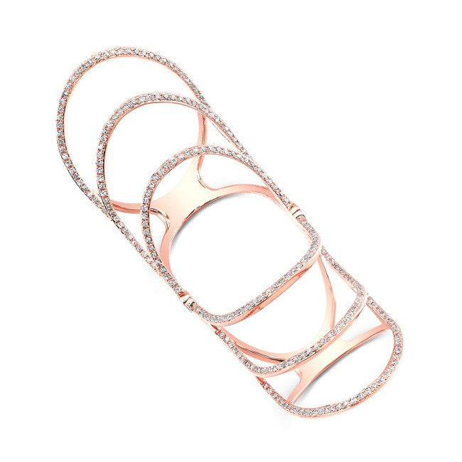 14KT Rose Gold Diamond Rounded Wing  Hinge Ring