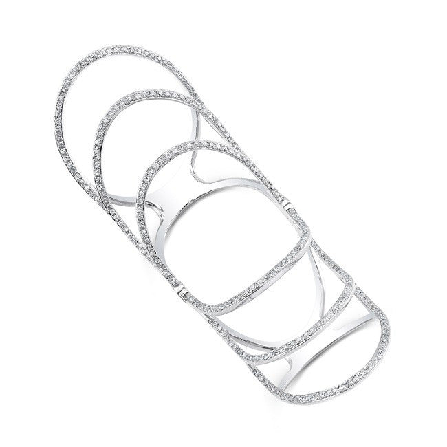 14KT White Gold Diamond Rounded Wing Hinge Ring