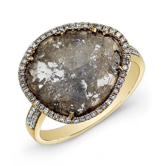 14KT Yellow Gold Diamond Slice Ring