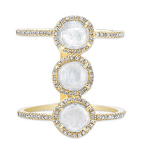 14KT Yellow Gold Triple Diamond Slice H Ring