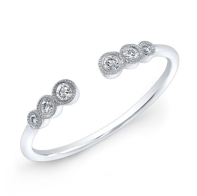 14KT White Gold Open Bezel Set Diamond Ring