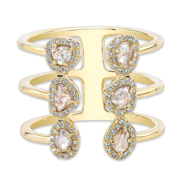 14KT Yellow Gold Diamond Slice Electric Ring