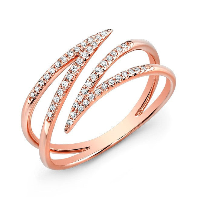 14KT Rose Gold Diamond Spike Wrap Ring