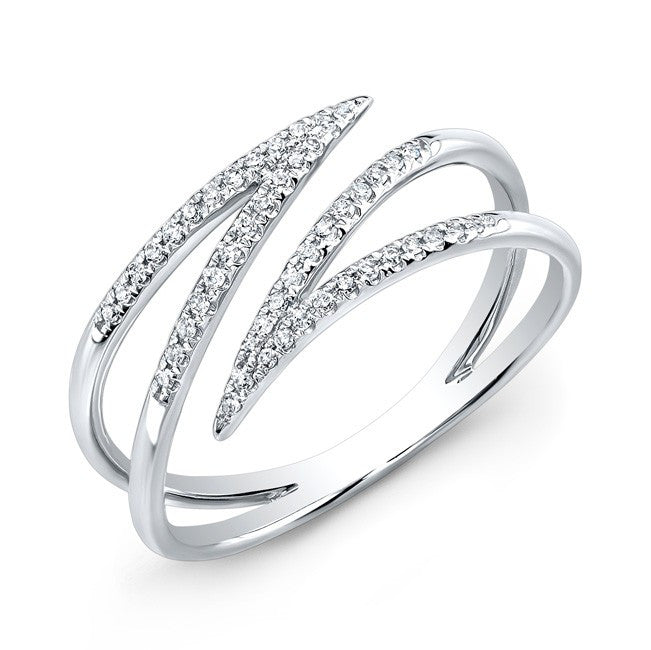 14KT White Gold Diamond Spike Wrap Ring