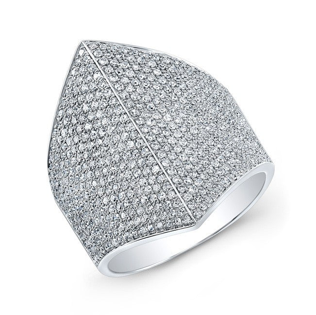 14KT White Gold Diamond Helmet Ring