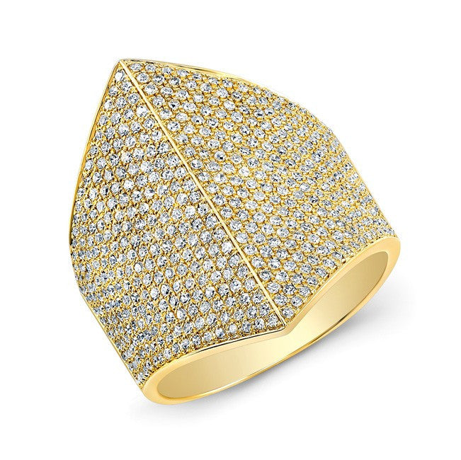 14KT Yellow Gold Diamond Helmet Ring