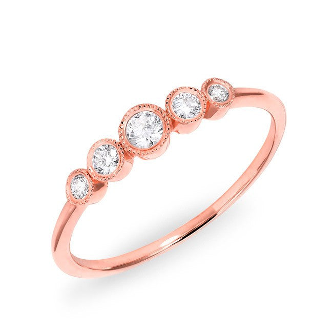14KT Rose Gold Diamond Hazel Bezel Ring