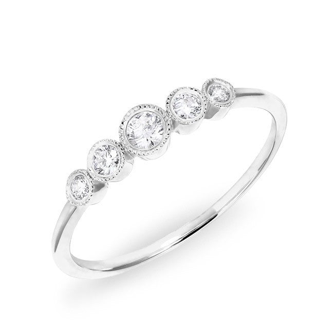 14KT White Gold Diamond Hazel Bezel Ring