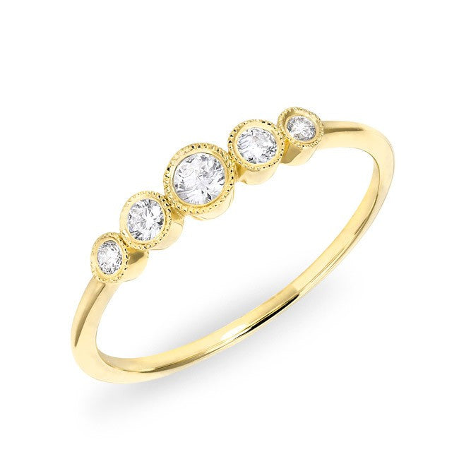 14KT Yellow Gold Diamond Hazel Bezel Ring