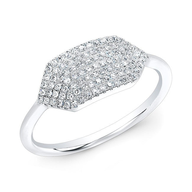 14KT White Gold Diamond Buckle Ring