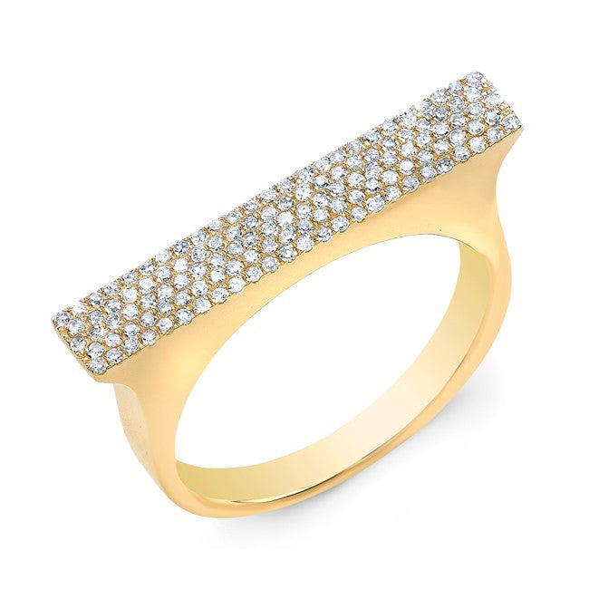 14KT Yellow Gold Diamond Thick Bar Ring