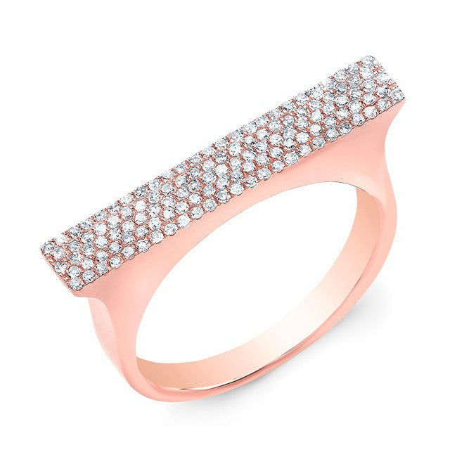 14KT Rose Gold Diamond Thick Bar Ring