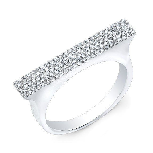 14KT White Gold Diamond Thick Bar Ring
