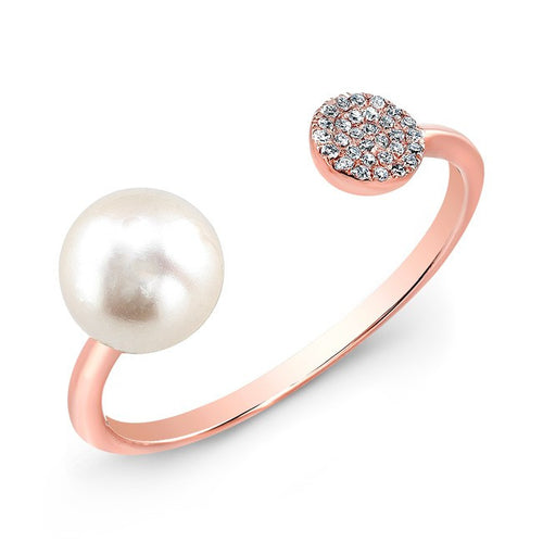 14KT Rose Gold Christina Pearl Diamond Disc Ring