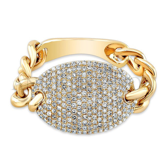 14KT Yellow Gold Diamond Bean Ring