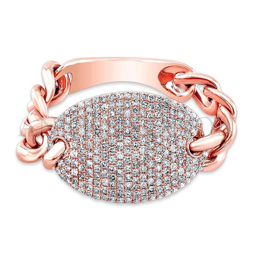 14KT Rose Gold Diamond Bean Ring