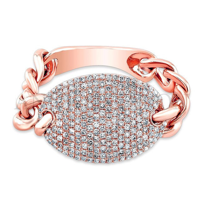 14KT Rose Gold Diamond Bean Ring