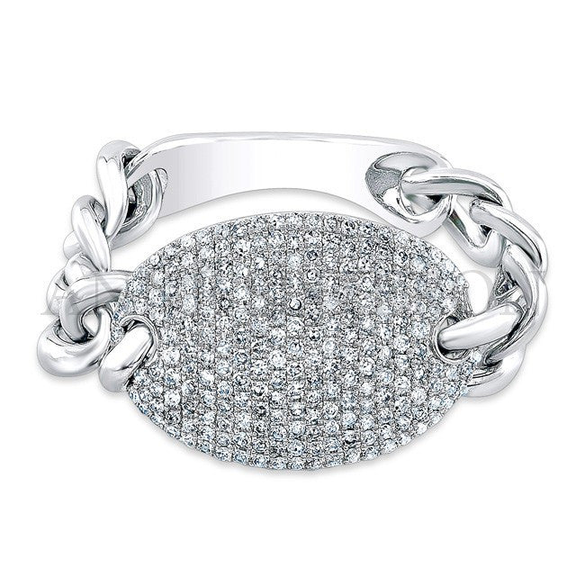 14KT White Gold Diamond Bean Ring