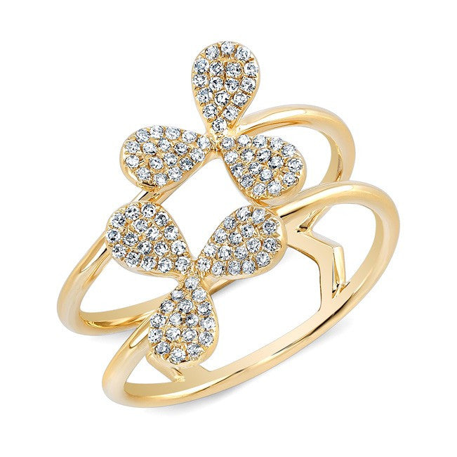 14KT Yellow Gold Diamond Petal Knuckle Ring