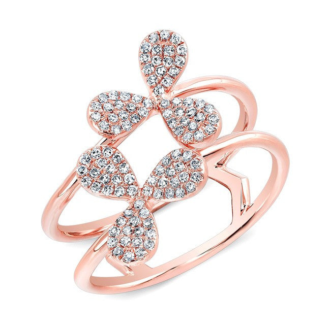 14KT Rose Gold Diamond Petal Knuckle Ring
