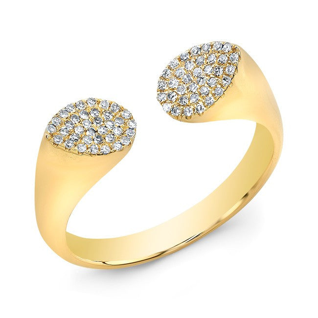 14KT Yellow Gold Diamond Open Double Pear Ring