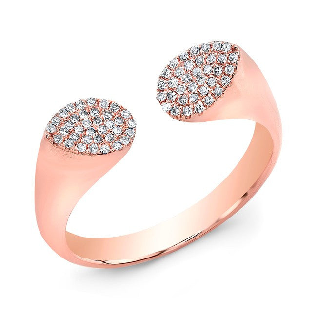 14KT Rose Gold Diamond Open Double Pear Ring