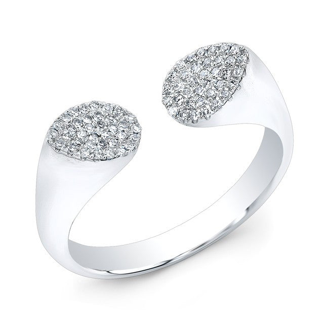 14KT White Gold Diamond Open Double Pear Ring
