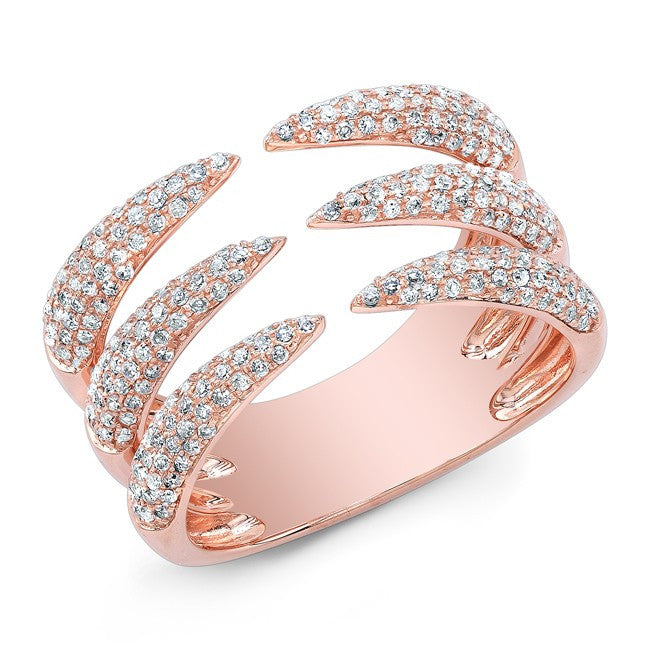 14KT Rose Gold Diamond Triple Horn Ring