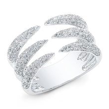 14KT White Gold Diamond Triple Horn Ring