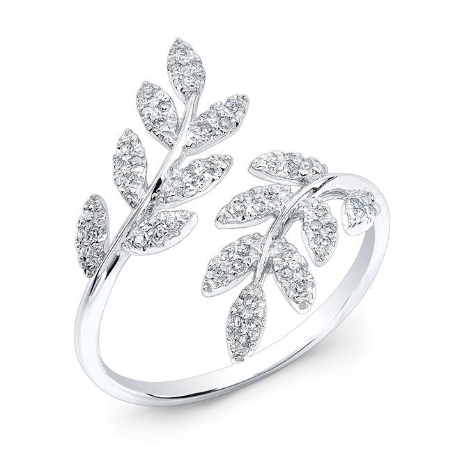 14KT White Gold Diamond Branch Ring