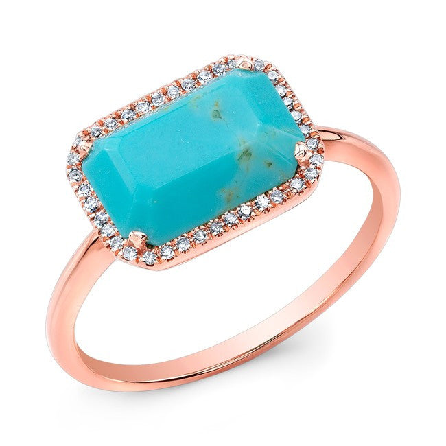 14KT Rose Gold Turquoise Diamond Chic Ring