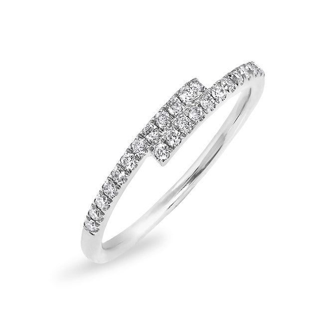 14KT White Gold Diamond Ridge Ring