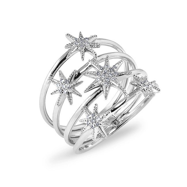 14KT White Gold Diamond Fireworks Ring