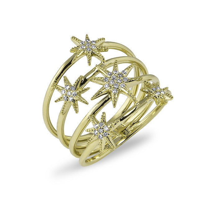 14KT Yellow Gold Diamond Fireworks Ring