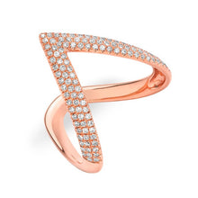 14KT Rose Gold Diamond Bold V Ring