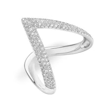 14KT White Gold Diamond Bold V Ring