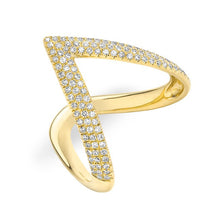 14KT Yellow Gold Diamond Bold V Ring