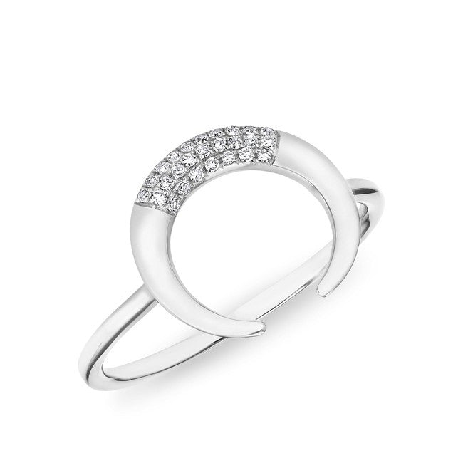14KT White Gold Diamond Mini Taureau Ring