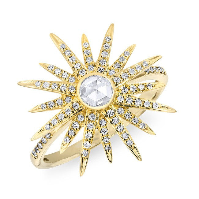 14KT Yellow Gold Diamond Sunburst Ring