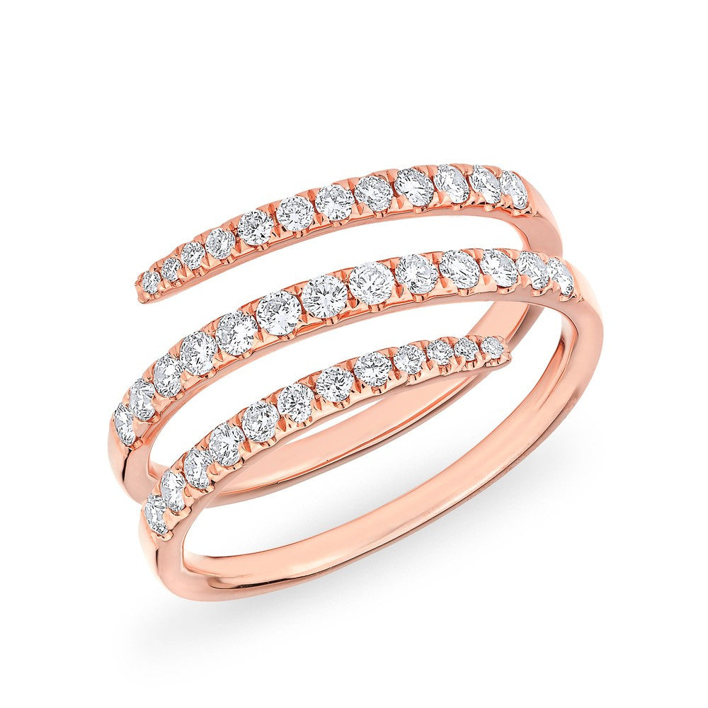 14KT Rose Gold Half Diamond Spring Ring