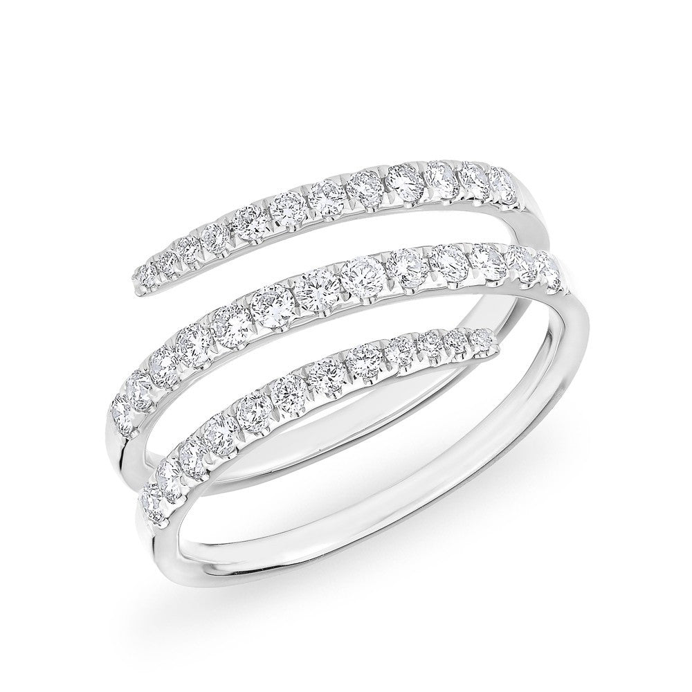 14KT White Gold Half Diamond Spring Ring