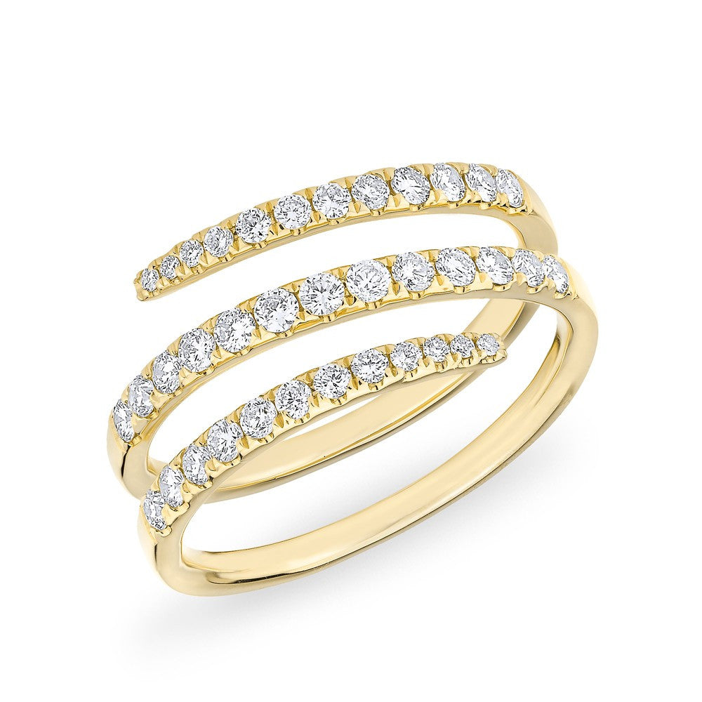 14KT Yellow Gold Half Diamond Spring Ring