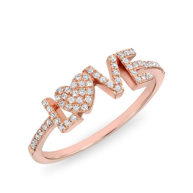 14KT Rose Gold Diamond Love Heart Ring