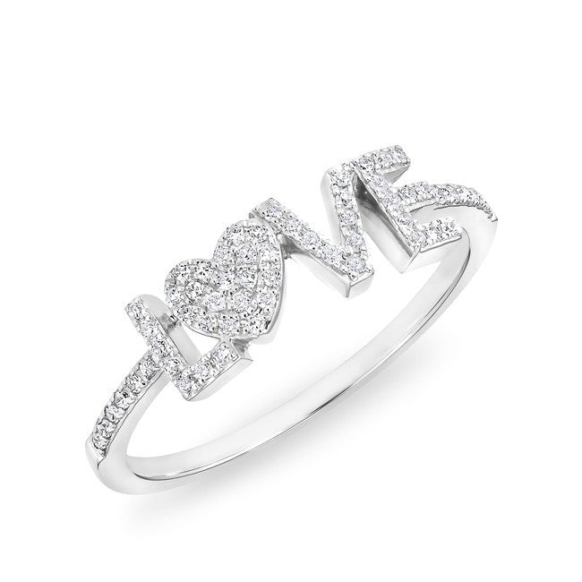 14KT White Gold Diamond Love Heart Ring