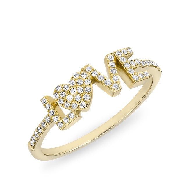 14KT Yellow Gold Diamond Love Heart Ring