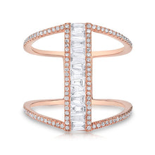 14KT Rose Gold Baguette Diamond H Ring