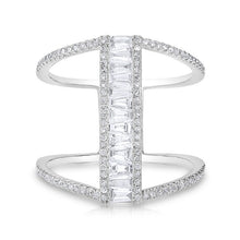 14KT White Gold Baguette Diamond H Ring